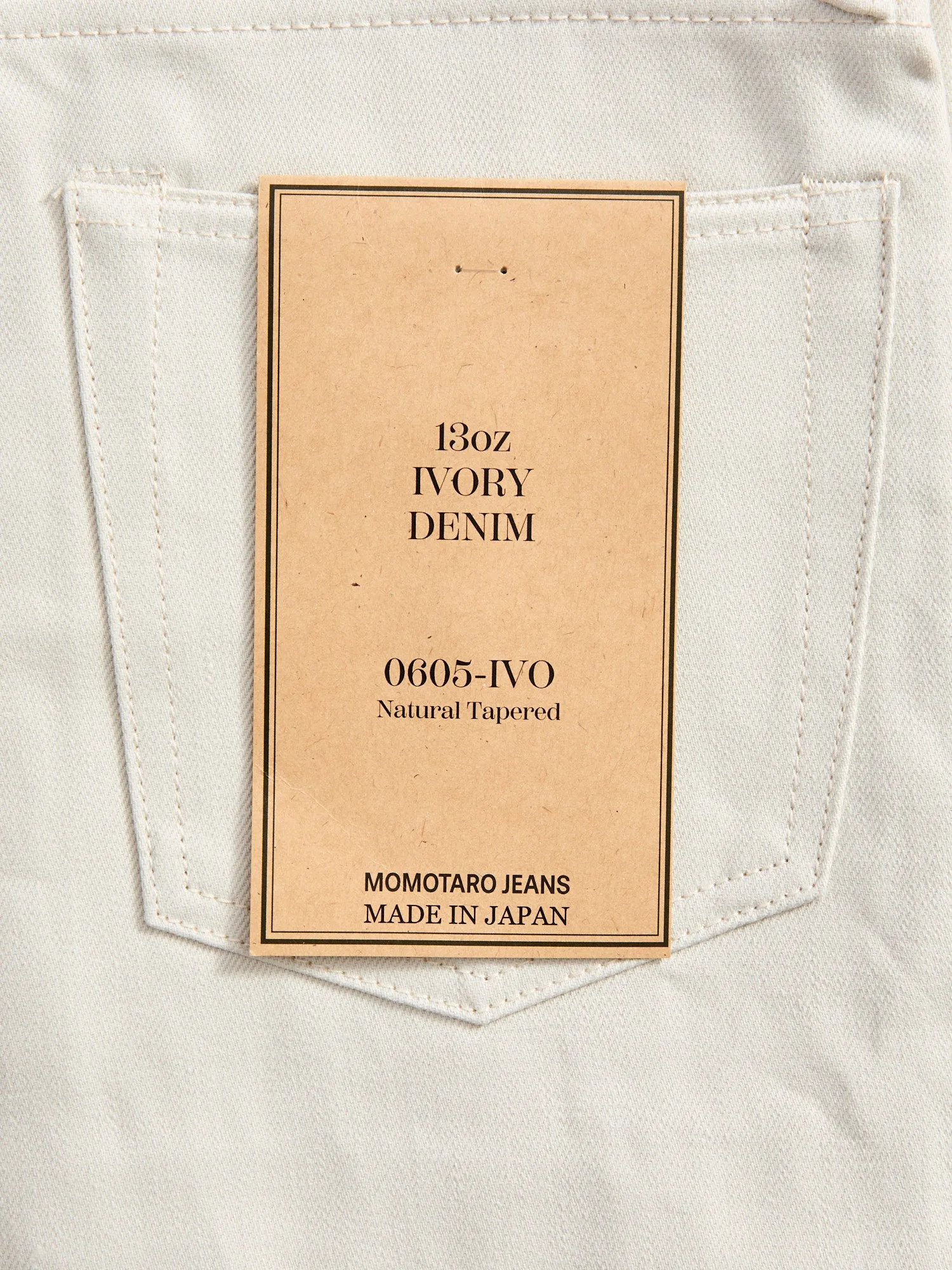 0605-IVO "Ivory" 13oz Selvedge Denim - Natural Tapered Fit