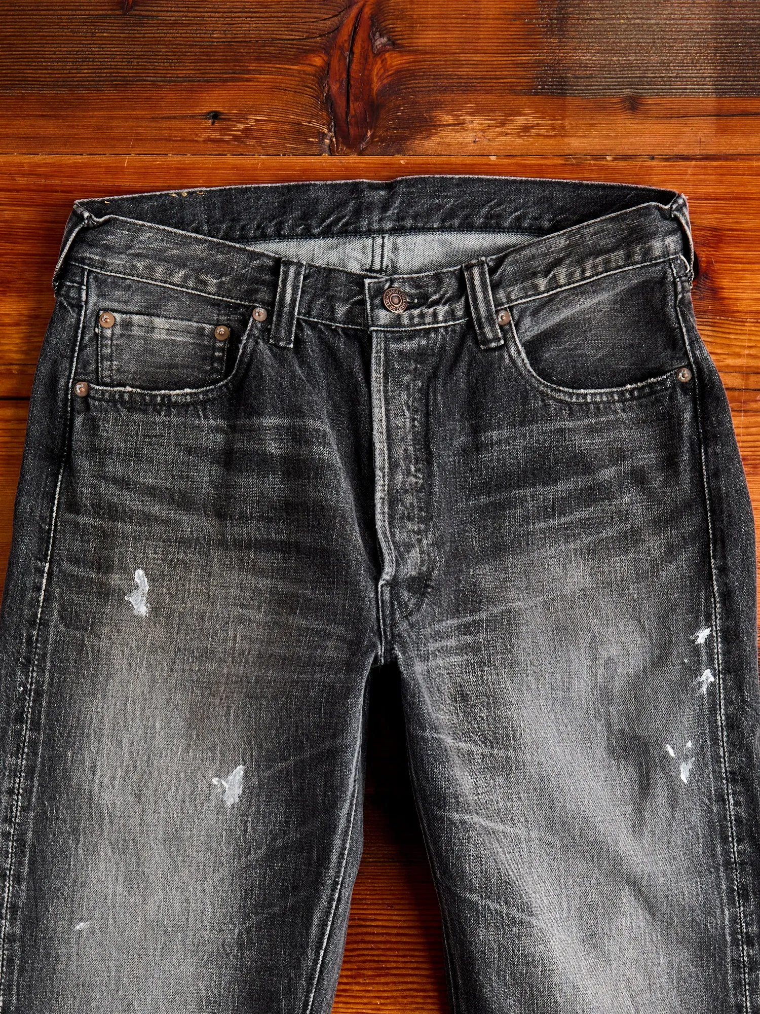 1101BKHW 13.7oz Washed Black Selvedge Denim - Classic Straight Fit