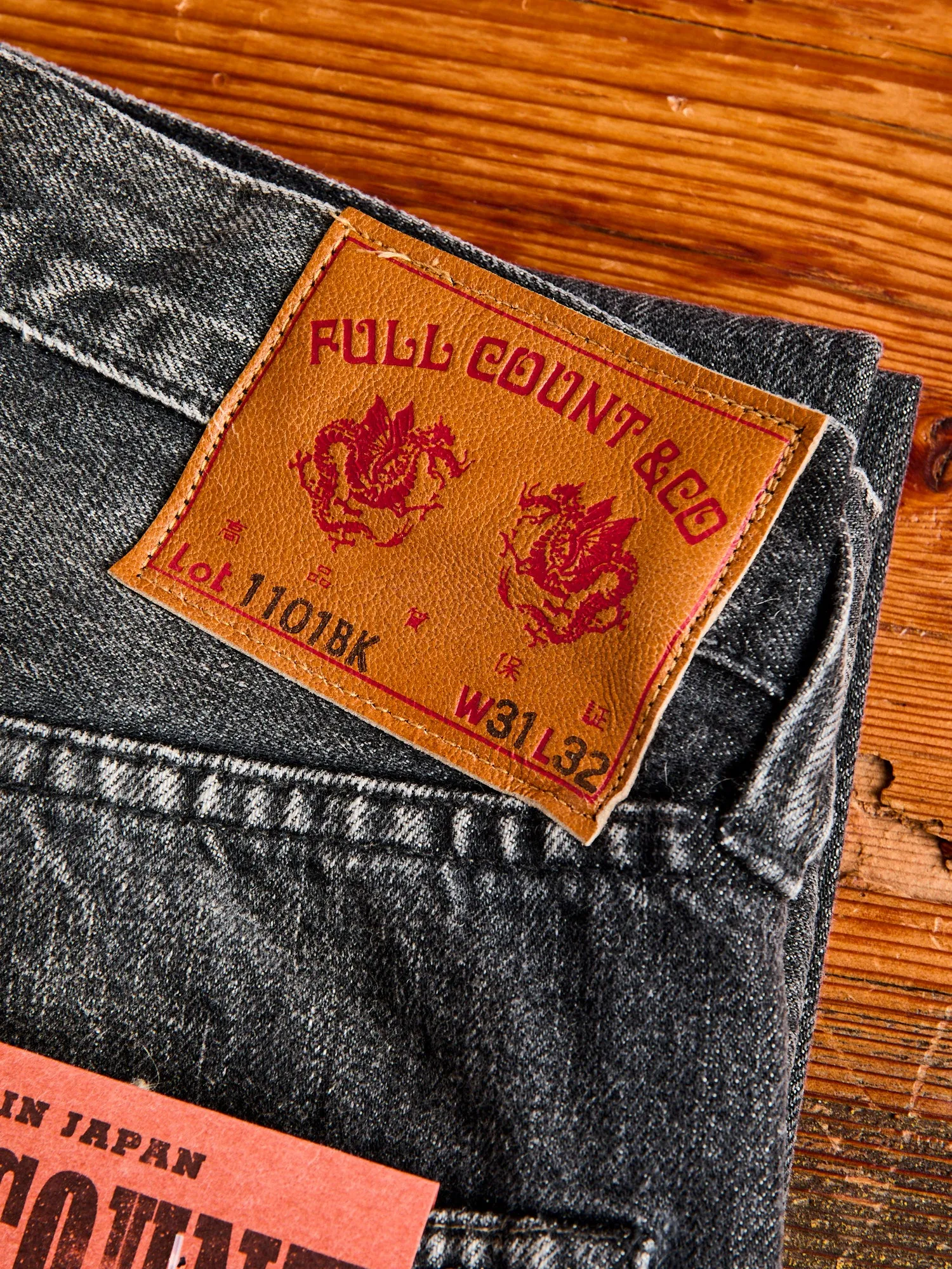 1101BKHW 13.7oz Washed Black Selvedge Denim - Classic Straight Fit
