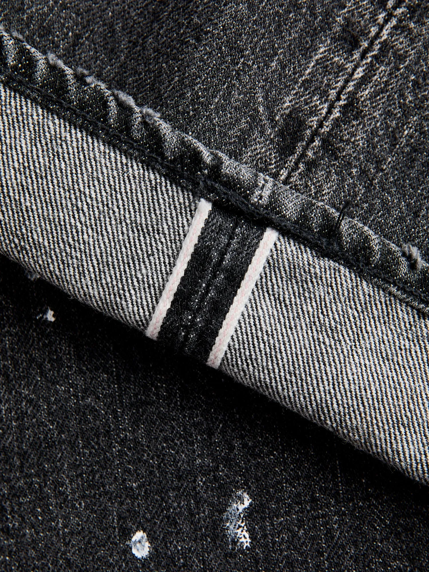 1101BKHW 13.7oz Washed Black Selvedge Denim - Classic Straight Fit