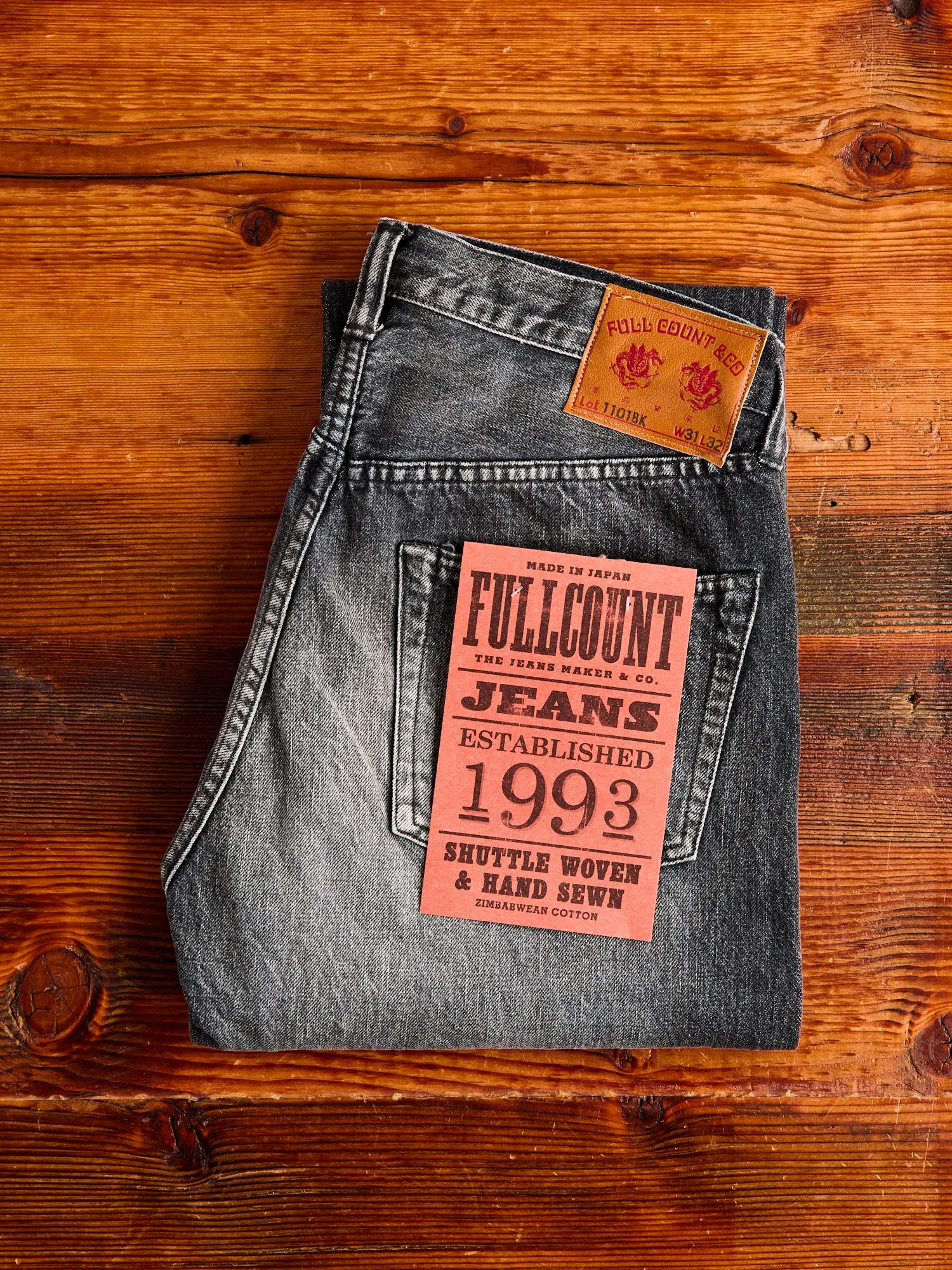 1101BKHW 13.7oz Washed Black Selvedge Denim - Classic Straight Fit
