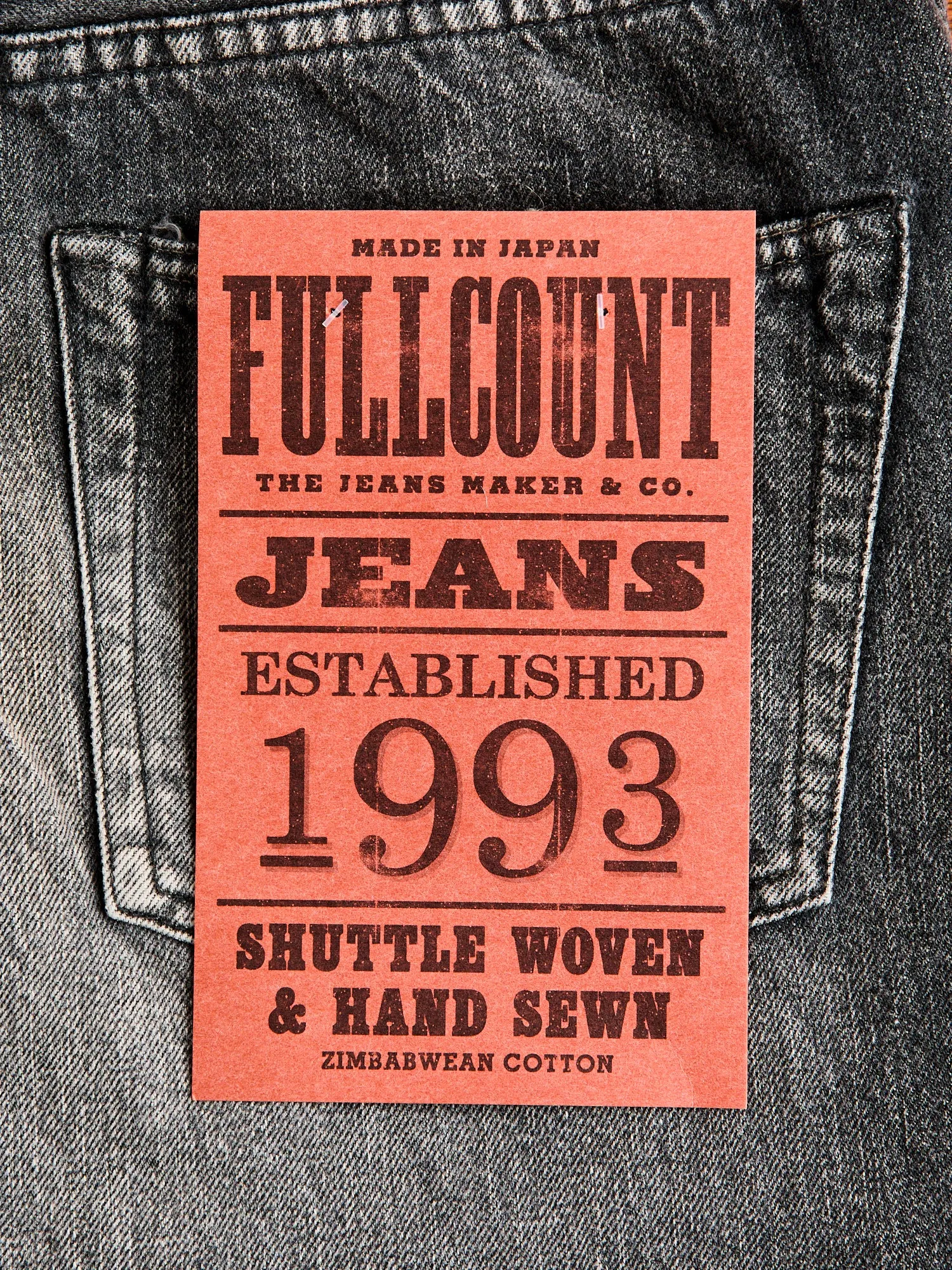 1101BKHW 13.7oz Washed Black Selvedge Denim - Classic Straight Fit