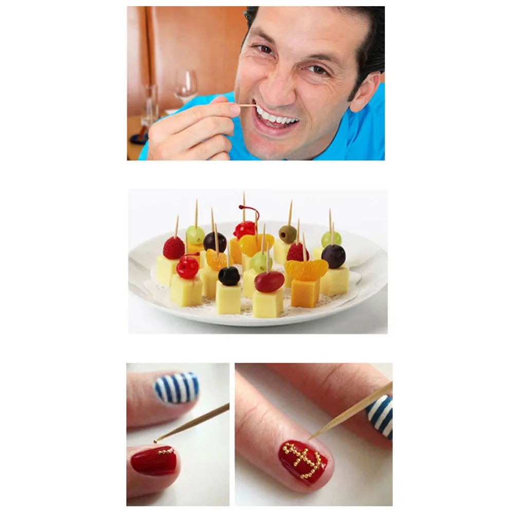 1800 Ct Wooden Toothpicks Fruit Cheese Picks Natural Bamboo Oral Care Catering