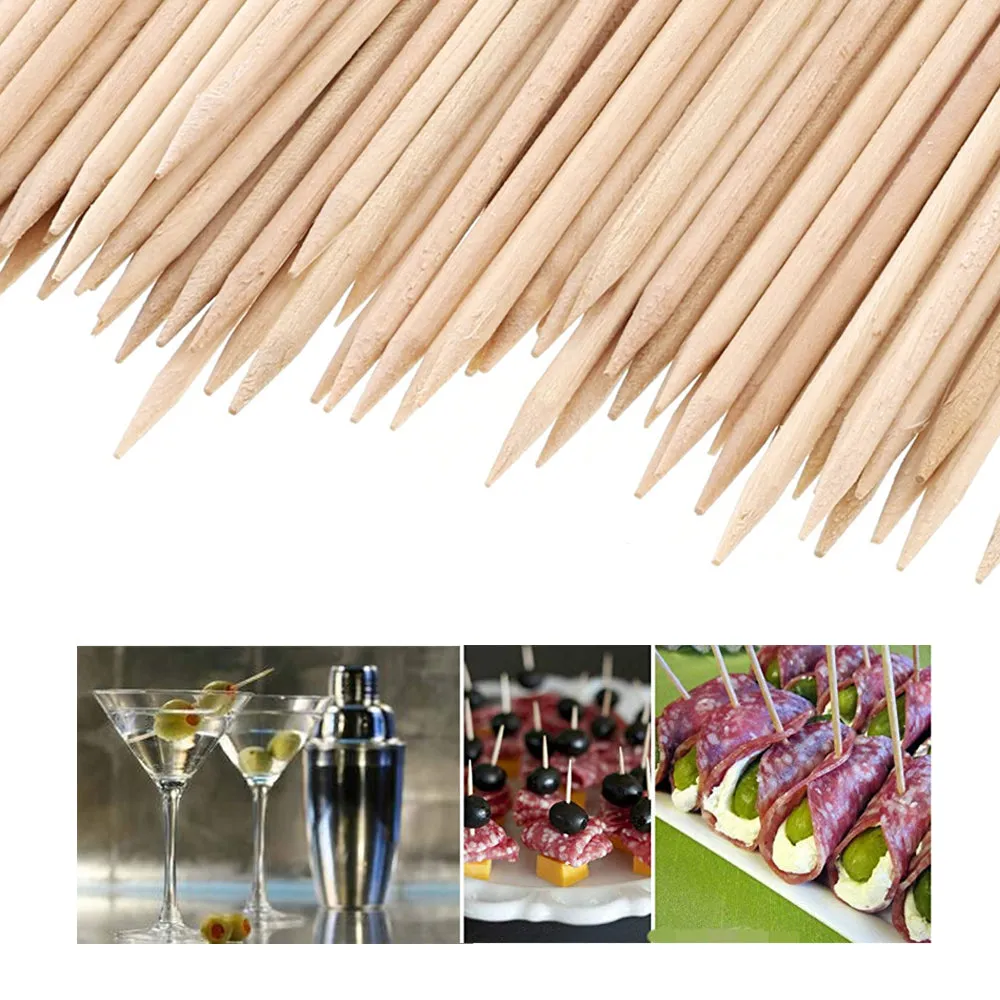 1800 Ct Wooden Toothpicks Fruit Cheese Picks Natural Bamboo Oral Care Catering