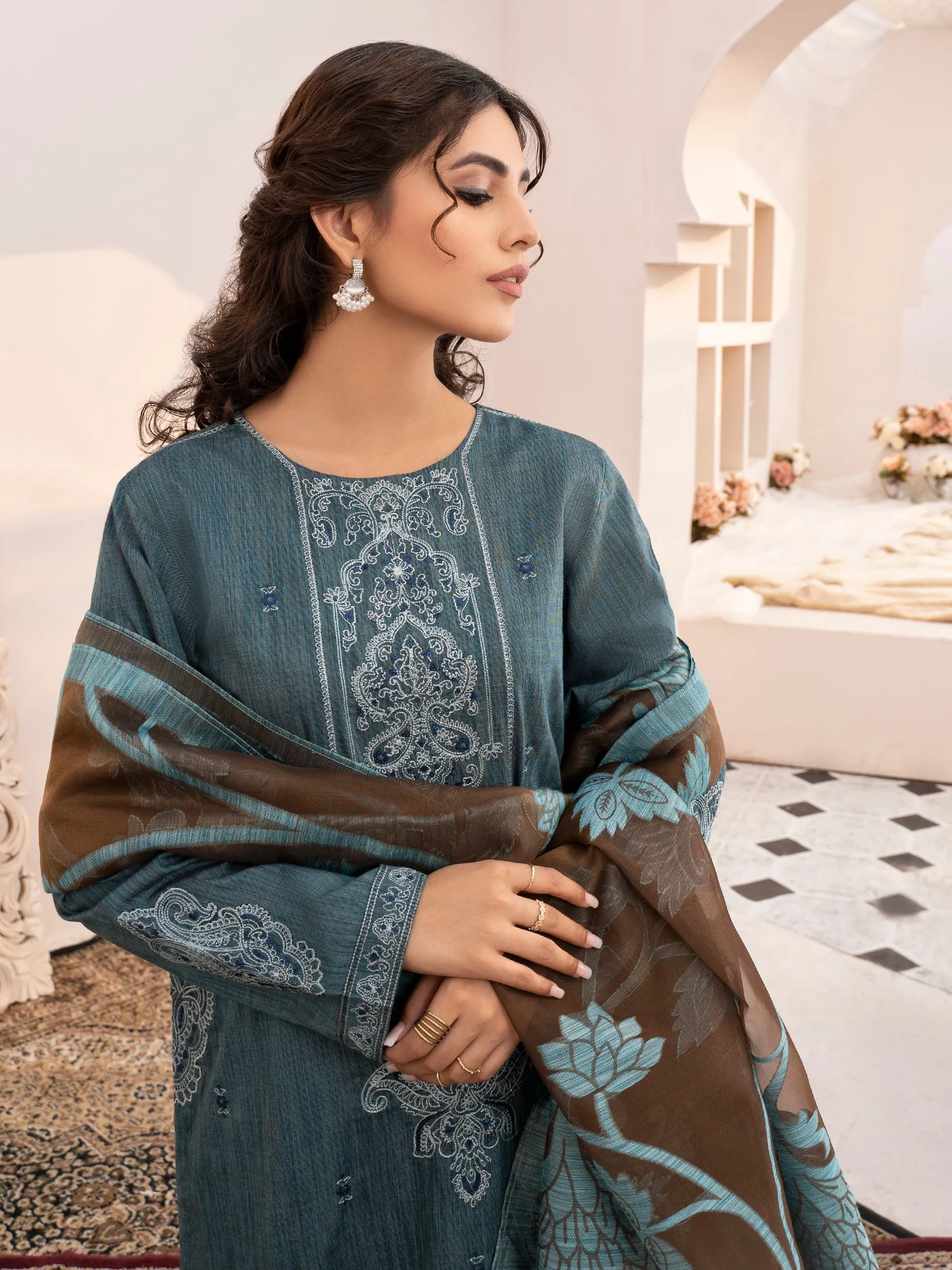 3 Piece Yarn Dyed Suit-Embroidered (Unstitched)