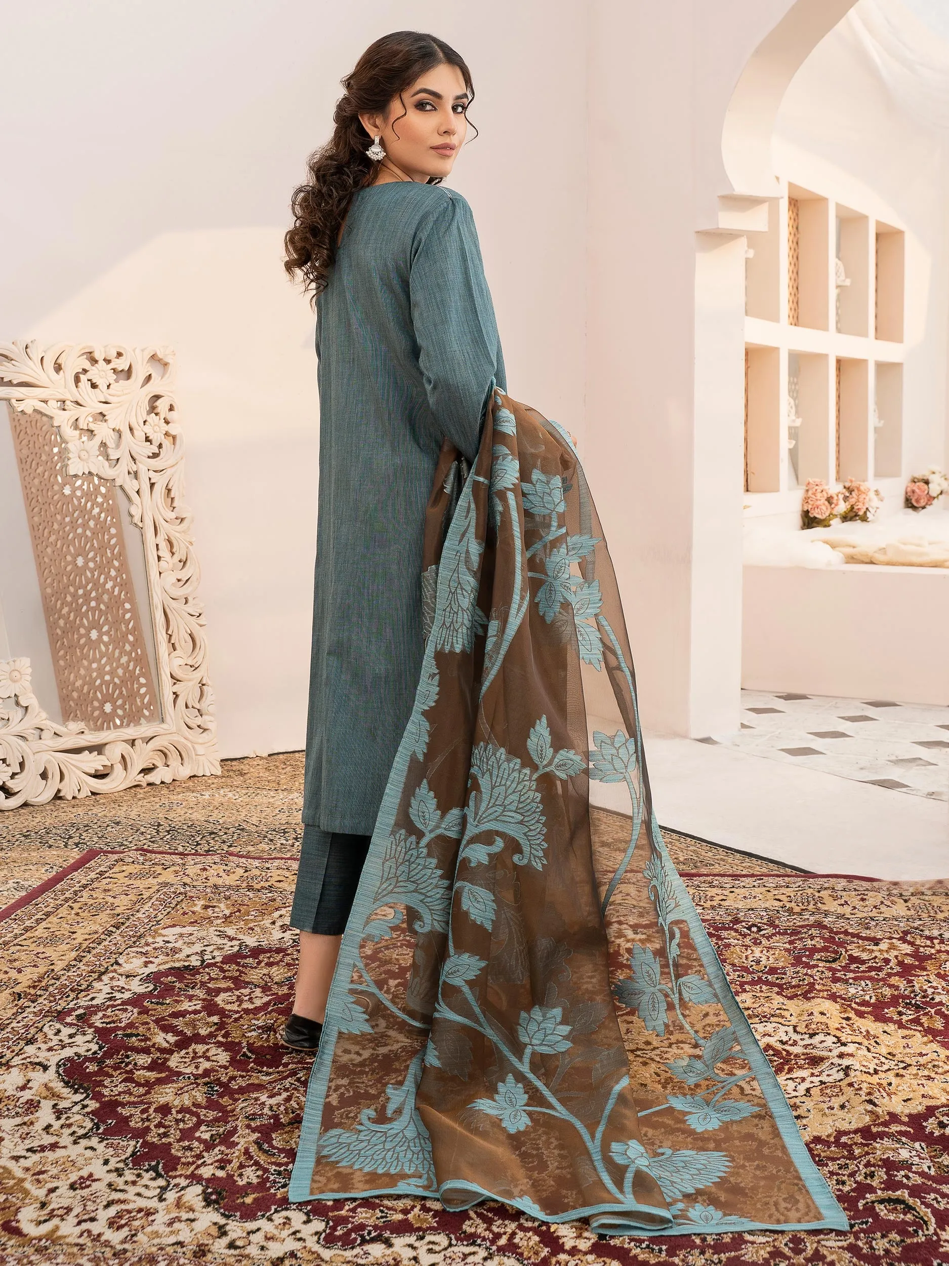 3 Piece Yarn Dyed Suit-Embroidered (Unstitched)