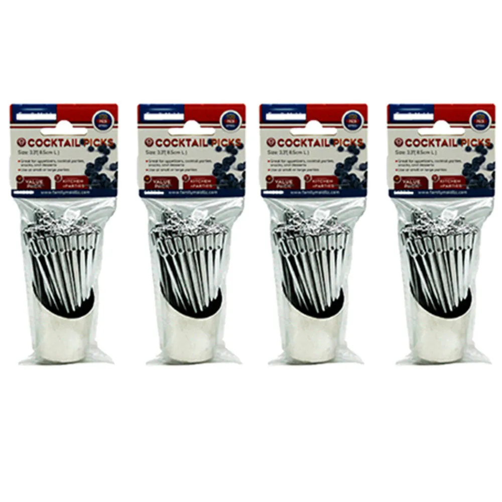 400 Silver Cocktail Picks Martini Fruit Cheese Food Sample Appetizer Skewer 3.3"