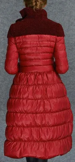 A-Line Puffer Down Coat in Red
