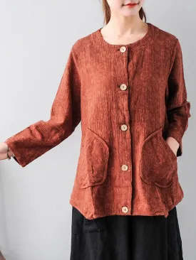 Accquard Vintage Pocket Blouses