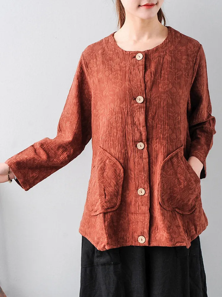 Accquard Vintage Pocket Blouses