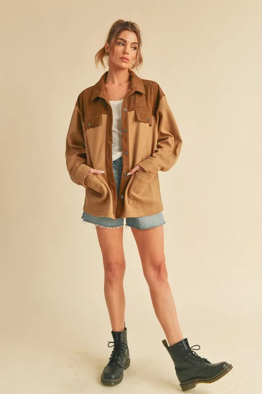 Aemi   Co Two Tone Button Up Jacket with Pockets