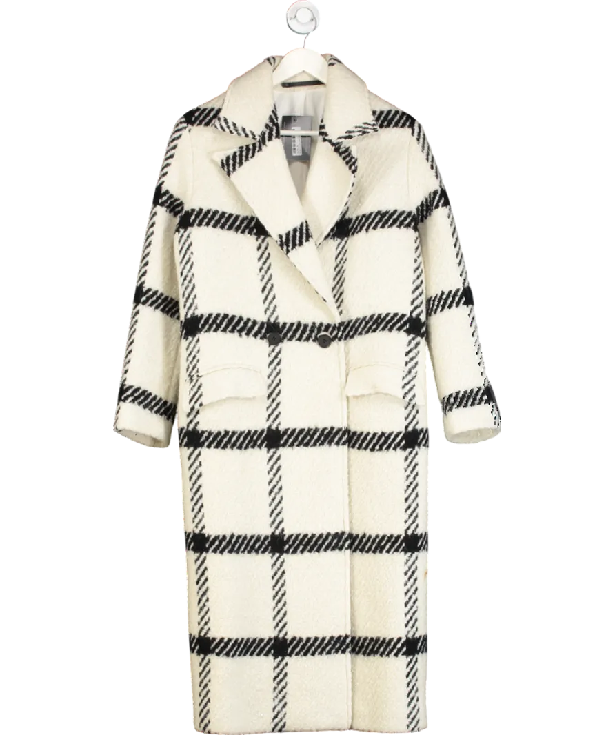 All Saints Cream Ryder Check Coat UK S