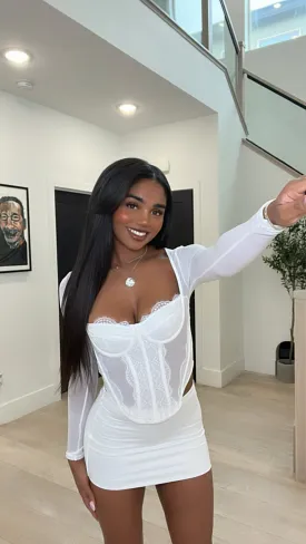 Aria Long Sleeve Top (White)