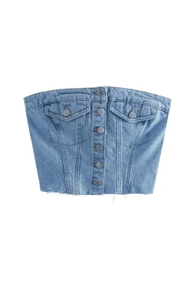 Billie Jean Crop Top (Blue Denim)