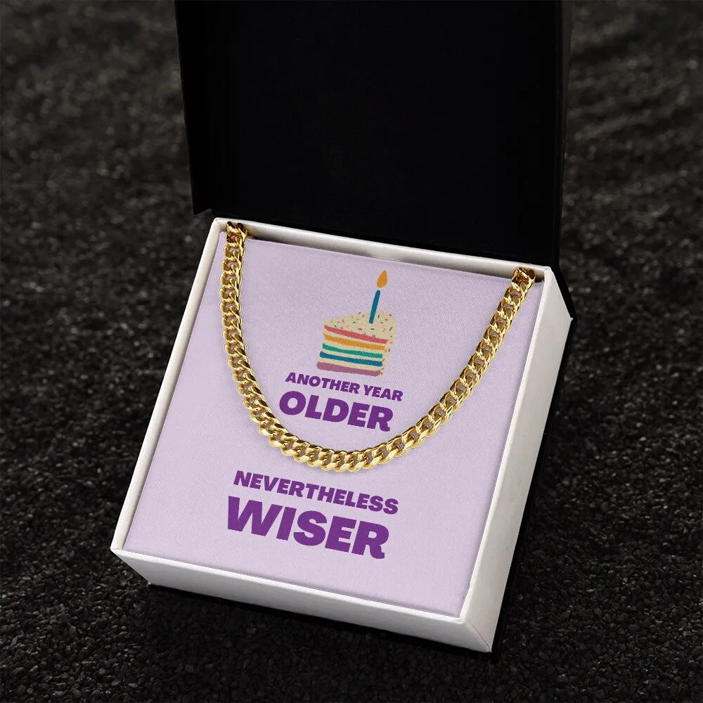 Birthday Gift, Birthday Chain, Birthday Jewelry, Rainbow Gift, 14K Chain, Stainless Steel, Older Wiser, Birthday, Rainbow Cake, Purple