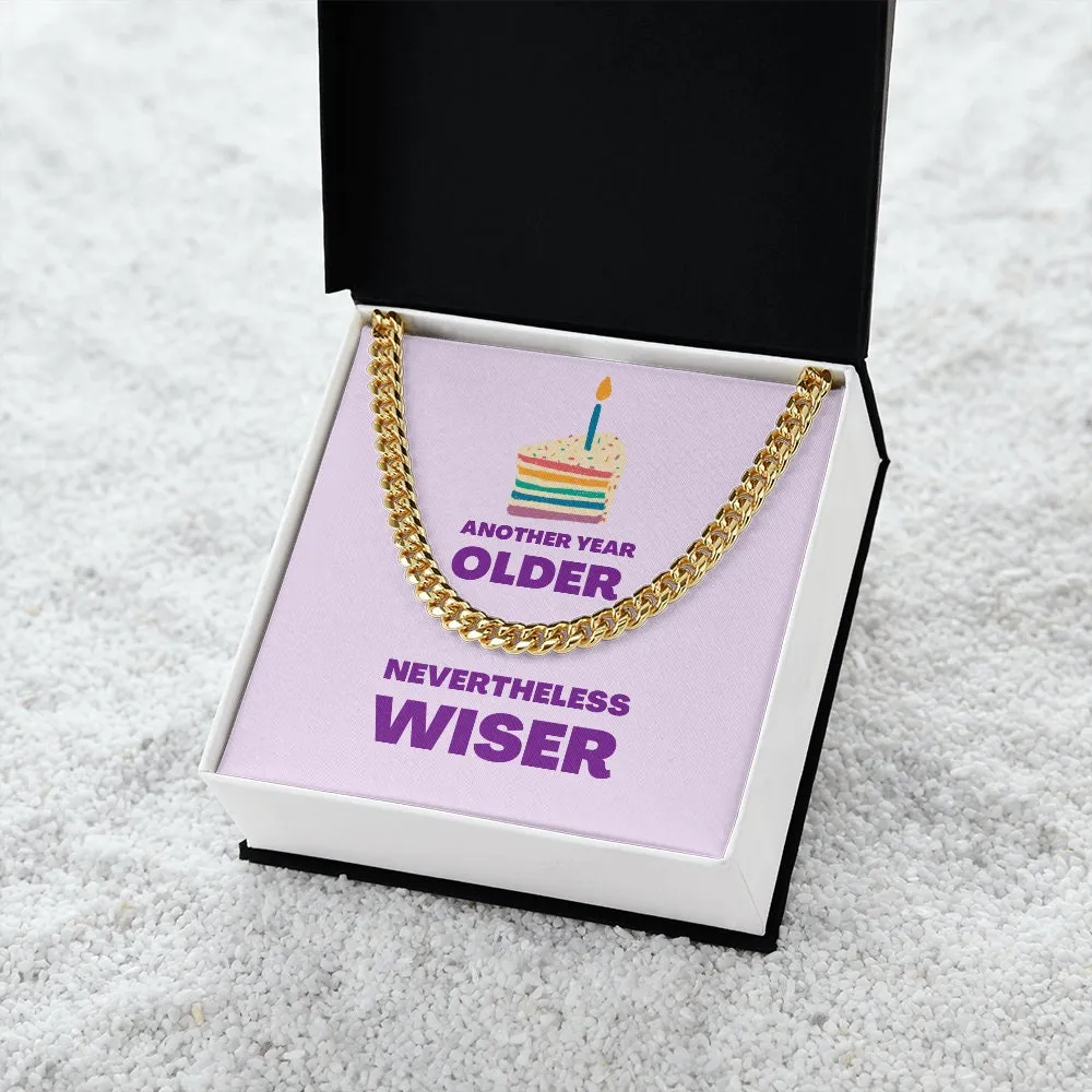 Birthday Gift, Birthday Chain, Birthday Jewelry, Rainbow Gift, 14K Chain, Stainless Steel, Older Wiser, Birthday, Rainbow Cake, Purple