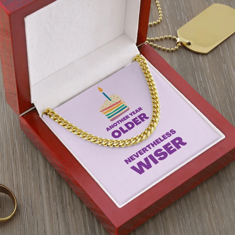 Birthday Gift, Birthday Chain, Birthday Jewelry, Rainbow Gift, 14K Chain, Stainless Steel, Older Wiser, Birthday, Rainbow Cake, Purple