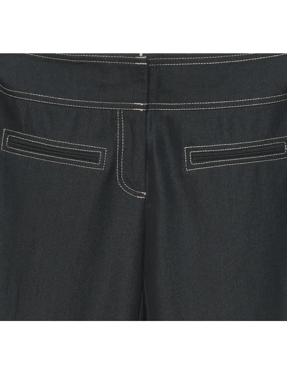 Black Contrast Stitch Flared Trousers - W31 L32