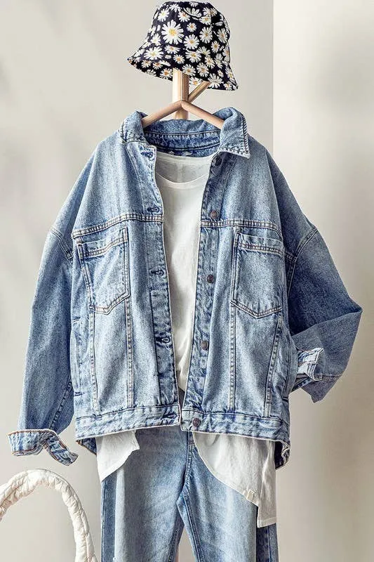 Black Denim Button Up Jacket