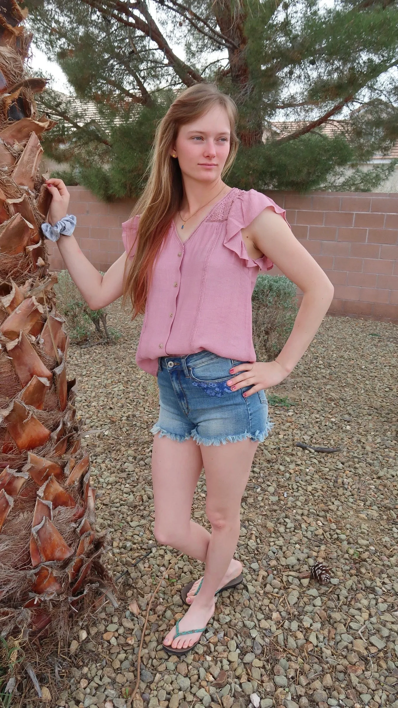 Blush Blooms Delicate Trim Top