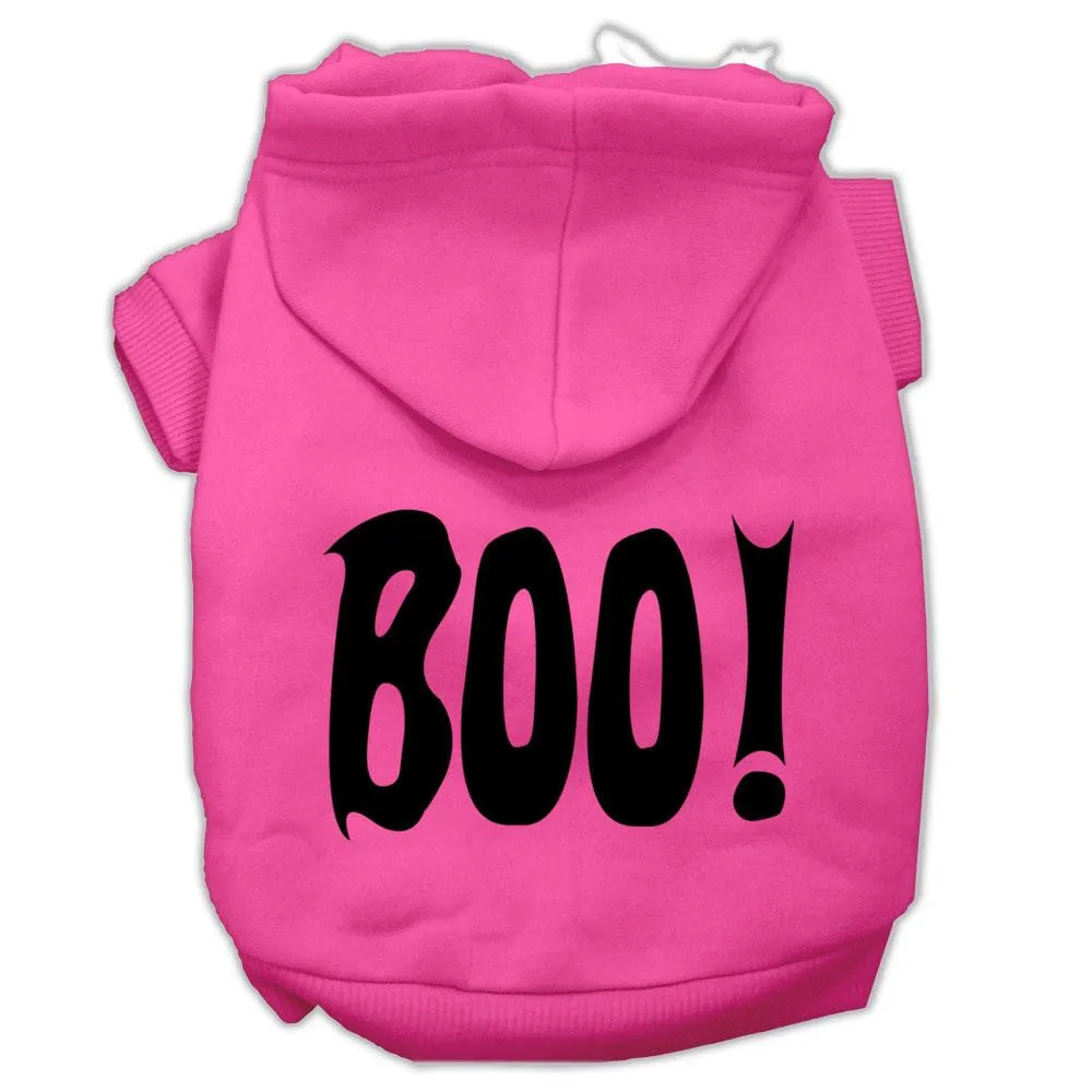 Boo! Screen Print Pet Hoodies Bright Pink Size Med (12)