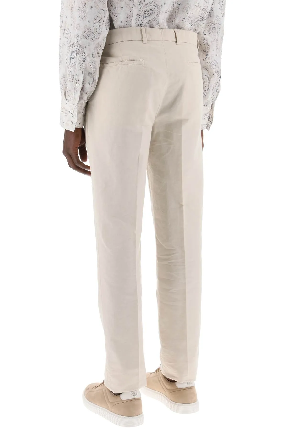 cotton and linen gabardine pants