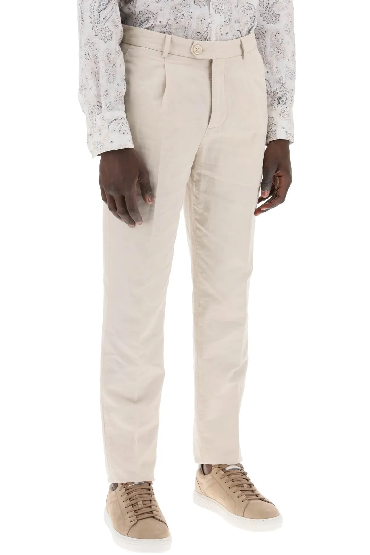 cotton and linen gabardine pants