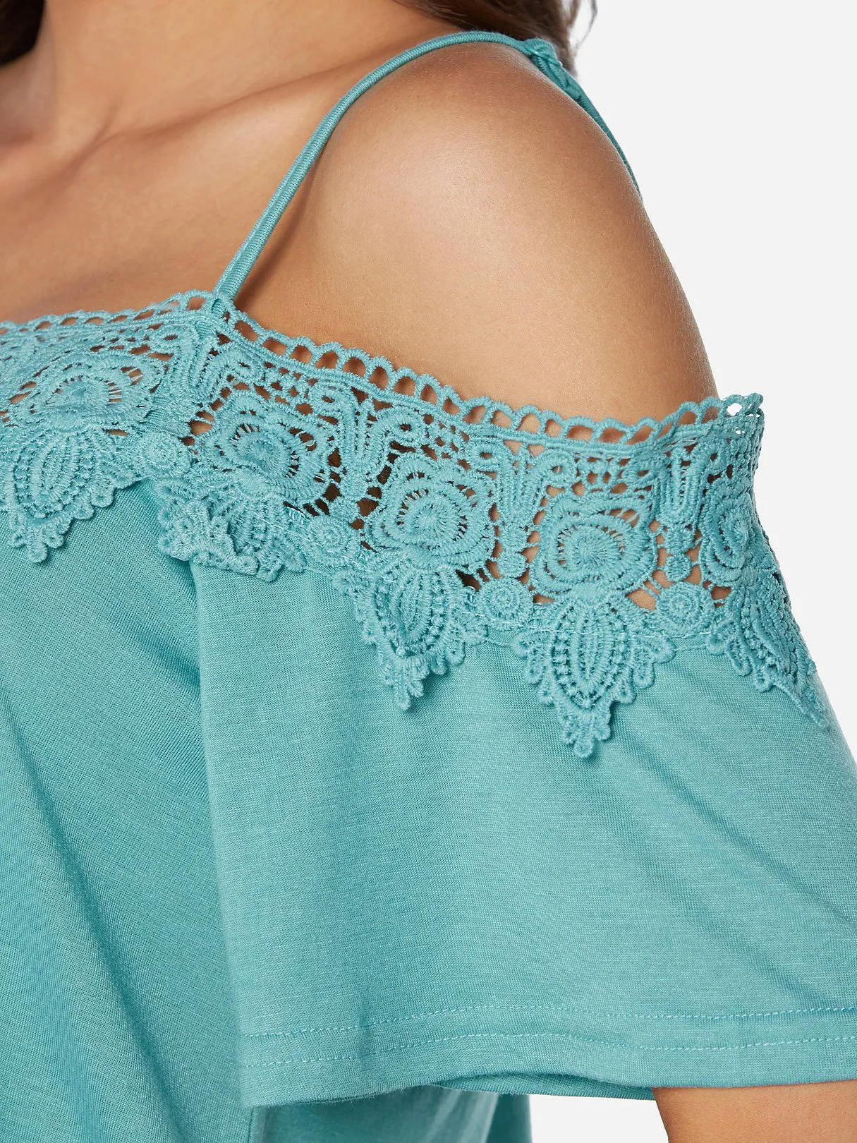 Custom Cold Shoulder Plain Lace Half Sleeve Blouses