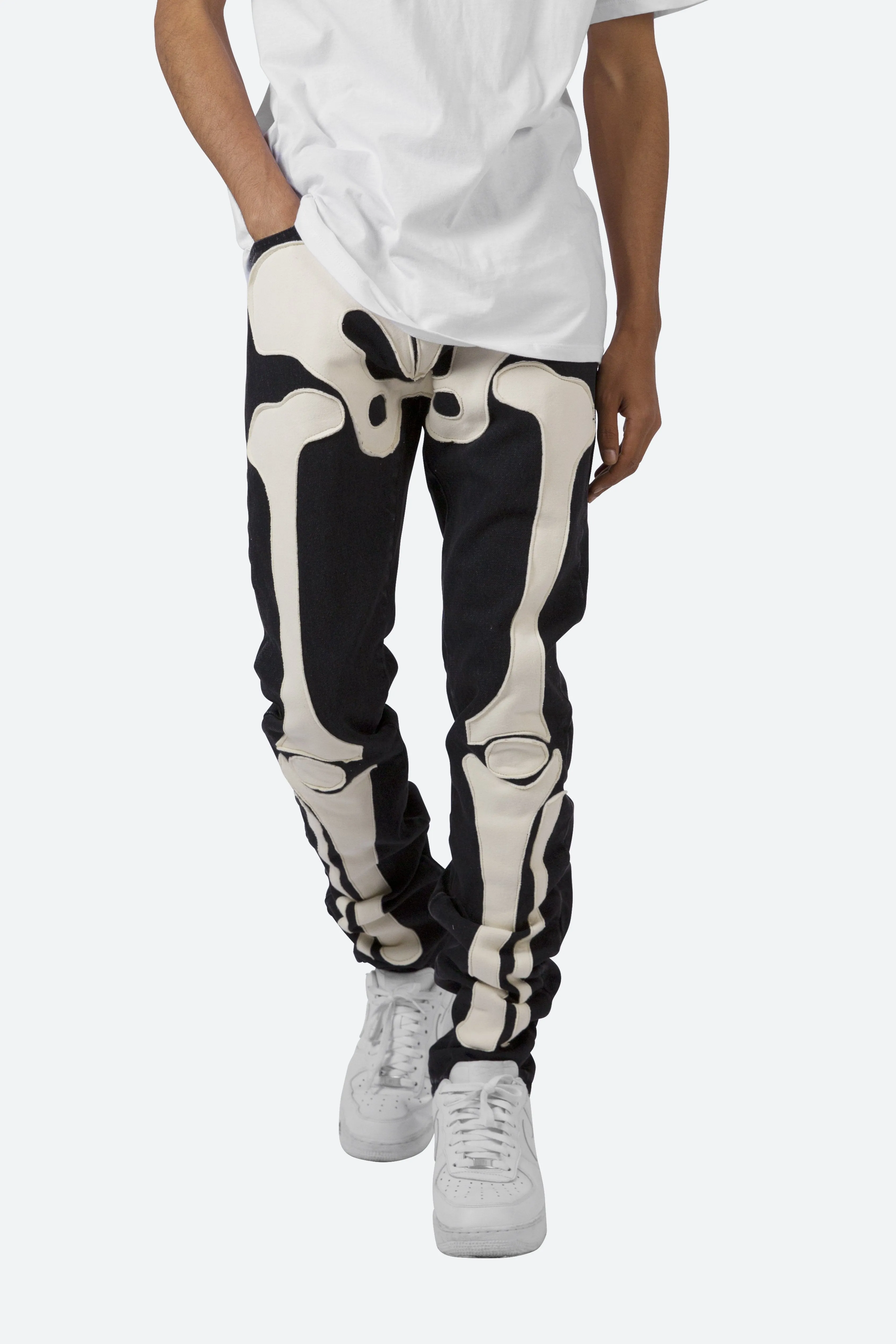 D184 Skeleton Denim - Black/White