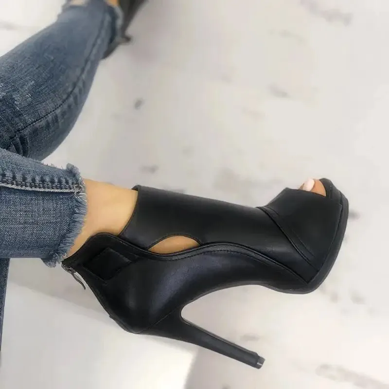 Fish Mouth High Heels - Stylish 10cm Stiletto Heels with Waterproof Platform