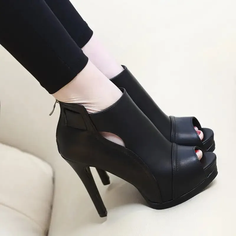 Fish Mouth High Heels - Stylish 10cm Stiletto Heels with Waterproof Platform