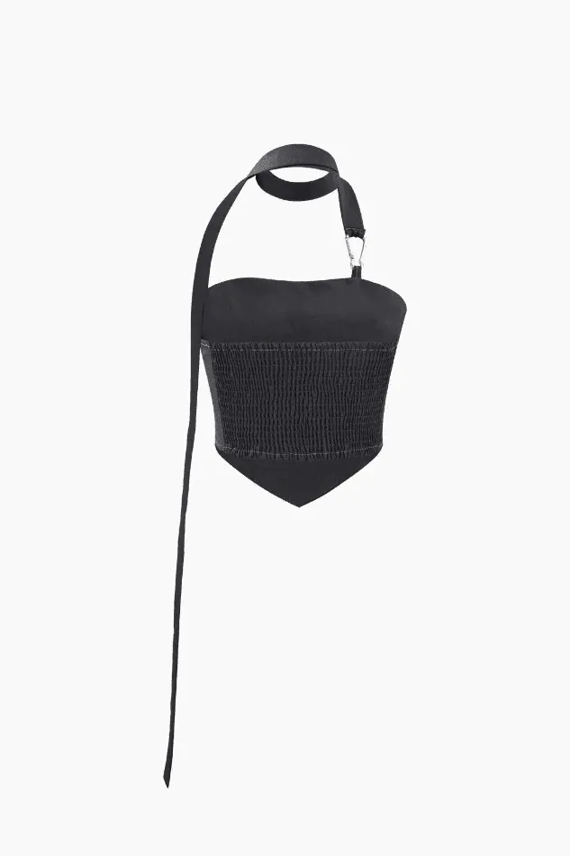 Frayed Tube Top With Neck Scarf