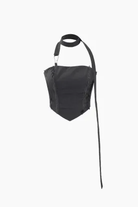 Frayed Tube Top With Neck Scarf
