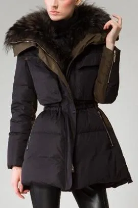 Fur Collar Elasticated Waist Short Down Coat