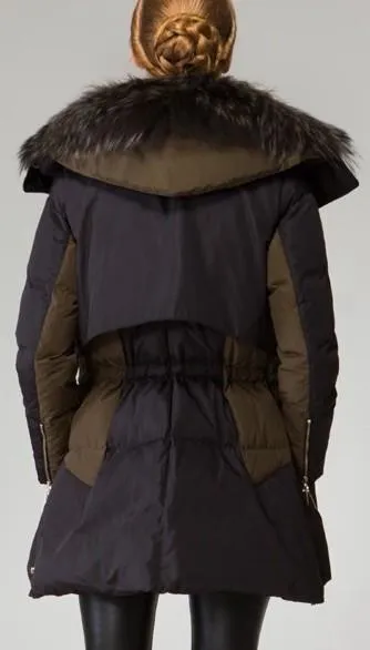 Fur Collar Elasticated Waist Short Down Coat