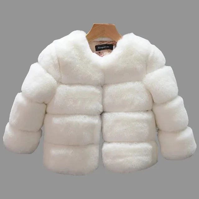 Girls' Winter Faux Fur Coat - Long Sleeve Jacket
