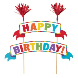 Happy Birthday Multi-Coloured Cake Picks Banner