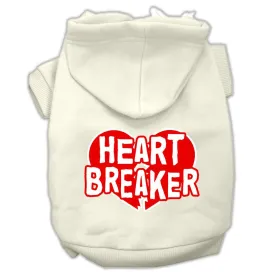 Heart Breaker Screen Print Pet Hoodies Cream Size Lg (14)