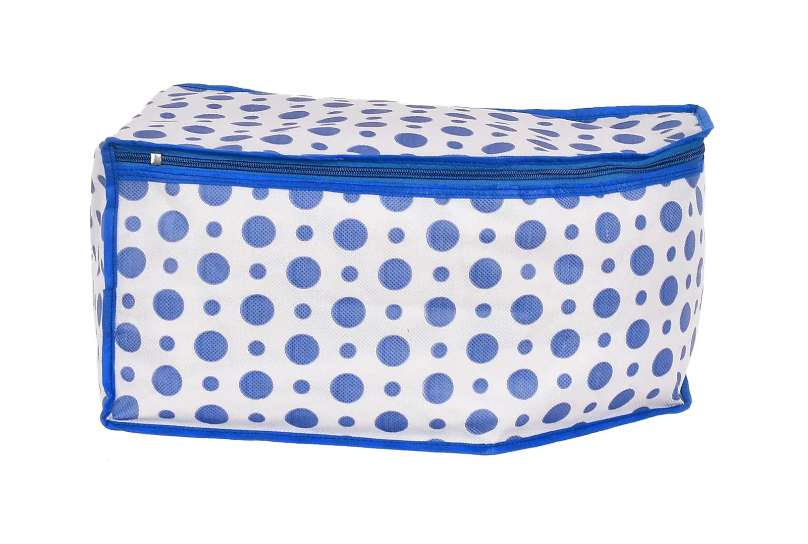 Heart Home Dot Printed Non-Woven Blouse & Saree Cover, Cloth Organizer Set, Wardrobe Organiser With Tranasparent Window- Pack of 6 (Blue)-46HH0470