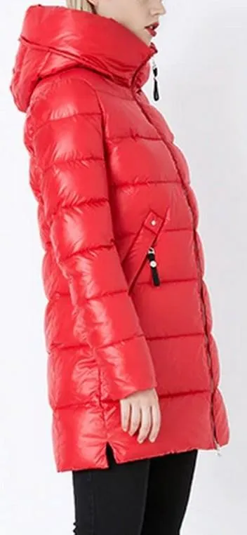 Hooded Puffer Coat, Red
