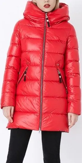 Hooded Puffer Coat, Red