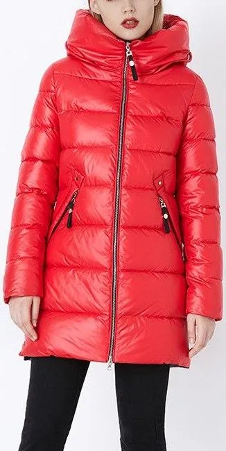 Hooded Puffer Coat, Red