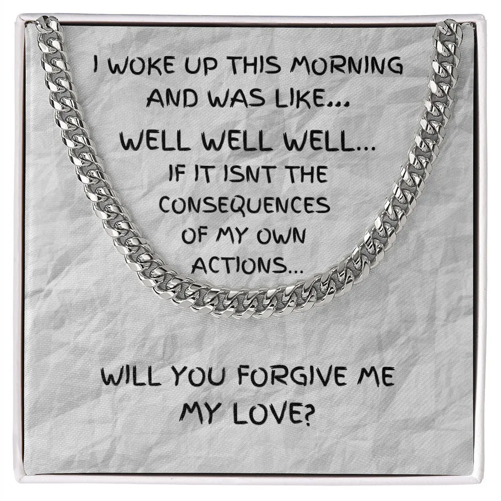 Humorous Gift, Forgiveness Gift, Gold Chain Necklace, Make Up Gift, Girlfriend Apology Gift, Wife Apology Gift, I’m Sorry Gift, Consequence