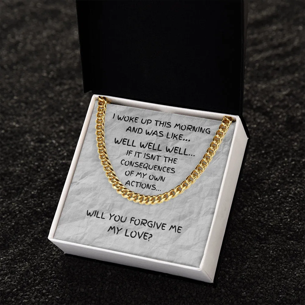 Humorous Gift, Forgiveness Gift, Gold Chain Necklace, Make Up Gift, Girlfriend Apology Gift, Wife Apology Gift, I’m Sorry Gift, Consequence