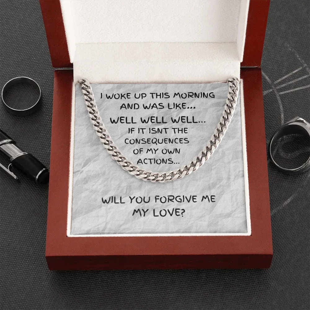 Humorous Gift, Forgiveness Gift, Gold Chain Necklace, Make Up Gift, Girlfriend Apology Gift, Wife Apology Gift, I’m Sorry Gift, Consequence