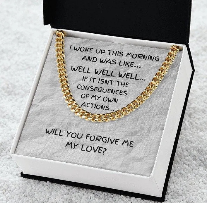 Humorous Gift, Forgiveness Gift, Gold Chain Necklace, Make Up Gift, Girlfriend Apology Gift, Wife Apology Gift, I’m Sorry Gift, Consequence