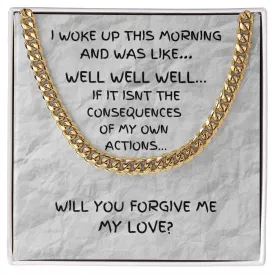 Humorous Gift, Forgiveness Gift, Gold Chain Necklace, Make Up Gift, Girlfriend Apology Gift, Wife Apology Gift, I’m Sorry Gift, Consequence