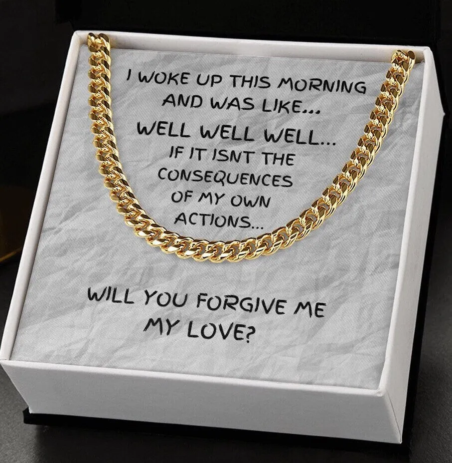 Humorous Gift, Forgiveness Gift, Gold Chain Necklace, Make Up Gift, Girlfriend Apology Gift, Wife Apology Gift, I’m Sorry Gift, Consequence