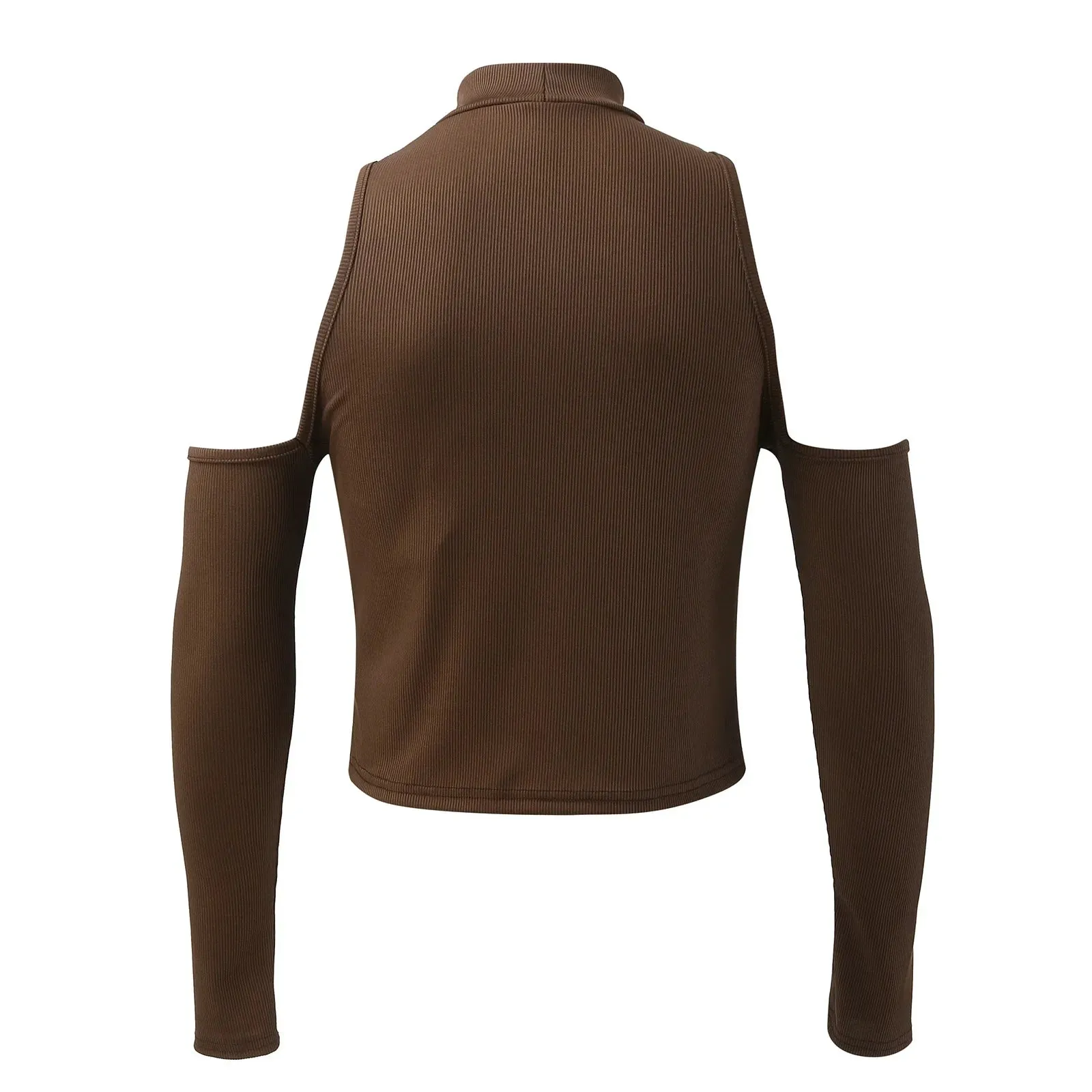 Jinquedai Men Hollow Out Long Sleeve T Shirt Casual Turtleneck Sweatshirt Streetwear Sexy Crop Off Shoulder Tops Summer