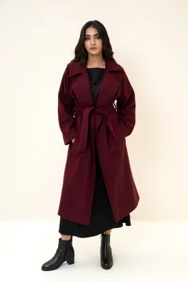 JUNO BELTED COAT CHERRY